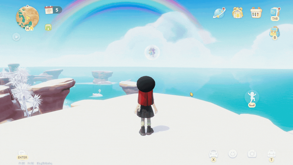 The location of the second Rainbow Bouquet on the map and in-game in Heartopia.