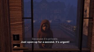 Screenshot from Home Alone Anomaly, showing a short boy in a red hoodie, holding a tablet in his hands. 