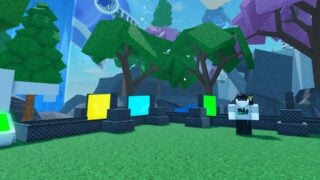 A screenshot from Roblox The Hunt 20's 2015 hub area. It shows the NPC berezaa, standing next to conveyor that processes ores.